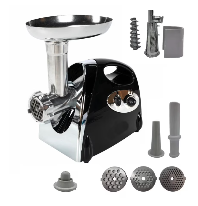 Masina de tocat carne electrica Model MX976 functie Reverse NEAGRA 3800W 3 site,accesorii rosii inclus